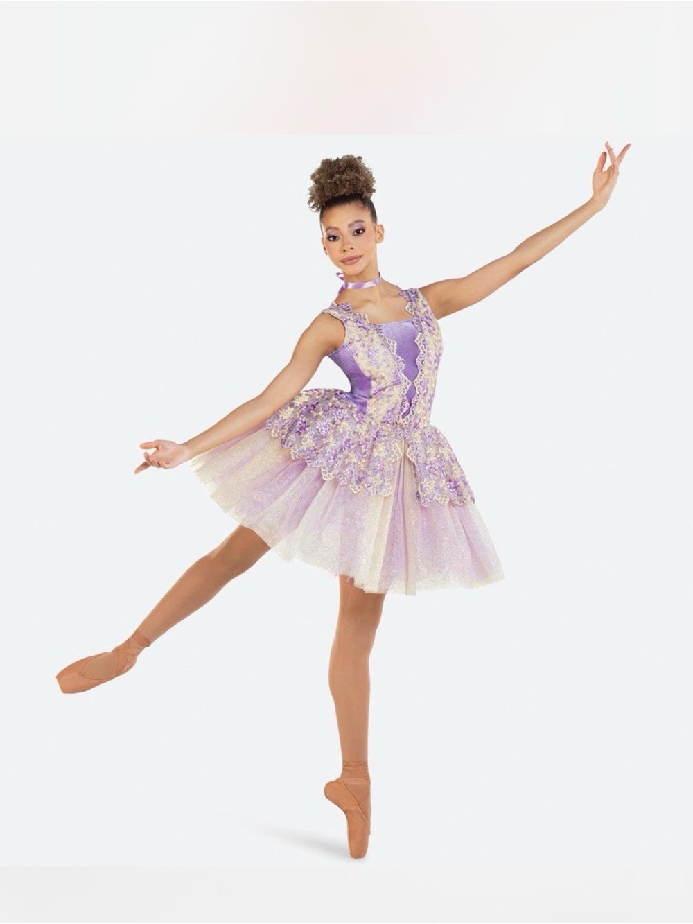 Revolution Lavender and Gold Lace Dance ballet Overlay girls size LC